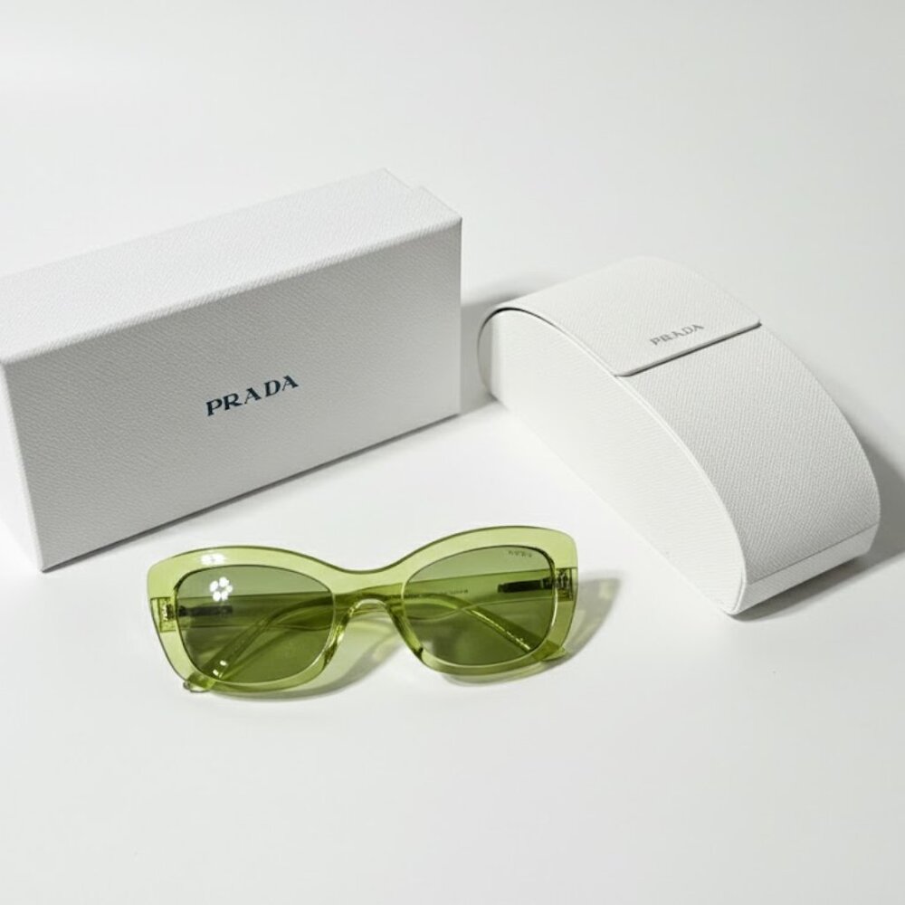 Prada Cat Eye Sunglasses SPR 19M Transparent Green